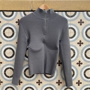 2017 Balenciaga Underwire Grey Ribbed Sweater